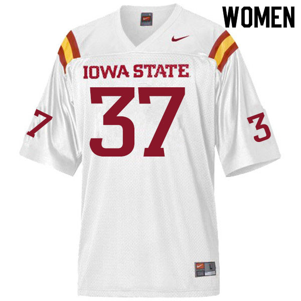 Women #37 Jordyn Morgan Iowa State Cyclones College Football Jerseys Sale-White